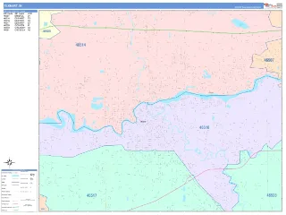 Elkhart, IN ColorCast style ZIP Code wall map