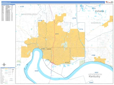 Evansville, IN city map