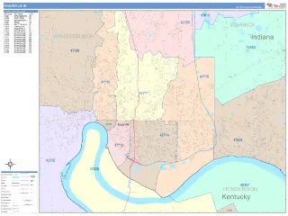 Evansville, IN ColorCast style ZIP Code wall map