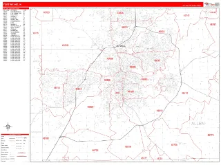 Fort Wayne, IN RedLine style ZIP Code wall map