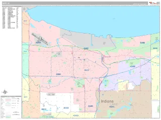 Gary, IN Classic style ZIP Code wall map