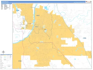 Lafayette, IN Business Reference style ZIP Code wall map