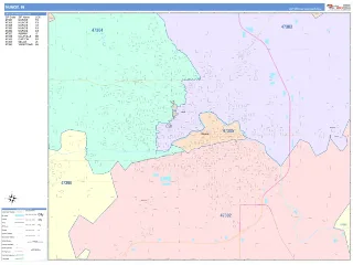 Muncie, IN ColorCast style ZIP Code wall map