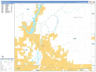 Noblesville, IN Business Reference style ZIP Code wall map