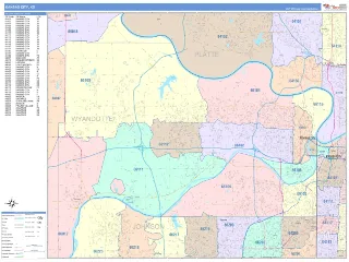 Kansas City, KS ColorCast style ZIP Code wall map