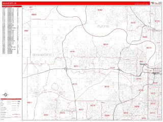 Kansas City, KS RedLine style ZIP Code wall map