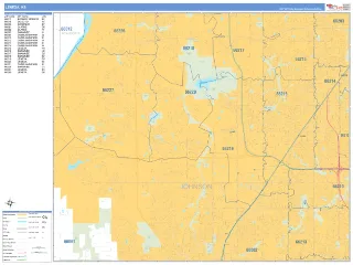 Lenexa, KS Business Reference style ZIP Code wall map