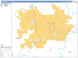 Manhattan, KS Business Reference style ZIP Code wall map