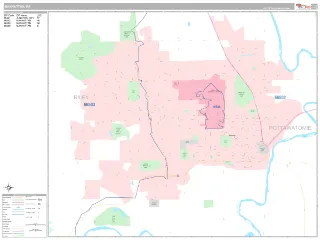Manhattan, KS Classic style ZIP Code wall map