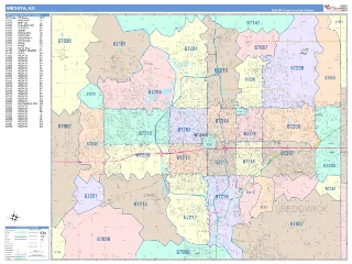 Wichita, KS ColorCast style ZIP Code wall map
