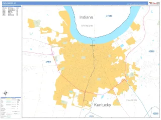 Owensboro, KY Business Reference style ZIP Code wall map
