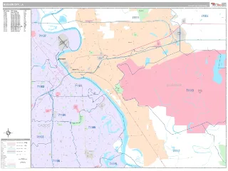 Bossier City, LA Classic style ZIP Code wall map