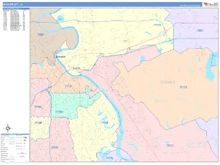 Bossier City, LA ColorCast style ZIP Code wall map