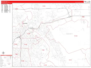 Bossier City, LA RedLine style ZIP Code wall map
