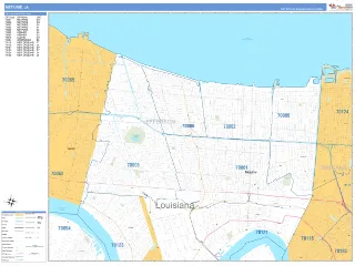 Metairie, LA Business Reference style ZIP Code wall map