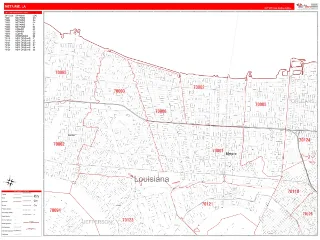 Metairie, LA RedLine style ZIP Code wall map