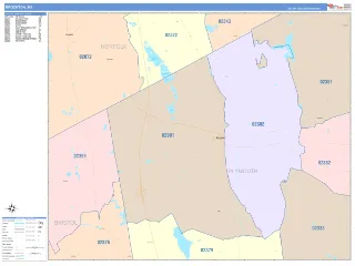 Brockton, MA ColorCast style ZIP Code wall map