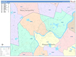 Haverhill, MA ColorCast style ZIP Code wall map