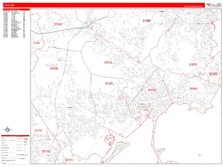 Lynn, MA RedLine style ZIP Code wall map