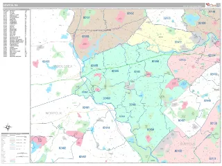 Newton, MA Classic style ZIP Code wall map