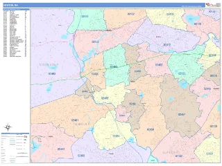 Newton, MA ColorCast style ZIP Code wall map