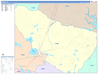 Peabody, MA ColorCast style ZIP Code wall map