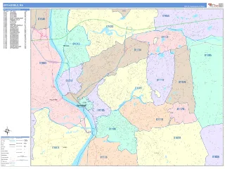 Springfield, MA ColorCast style ZIP Code wall map