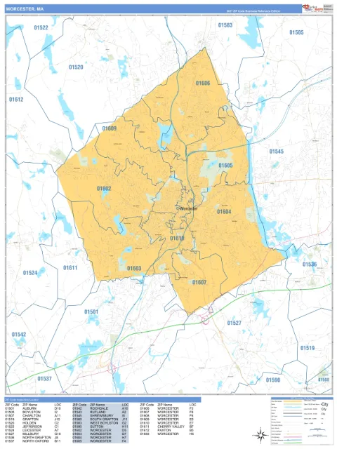 Worcester, MA city map