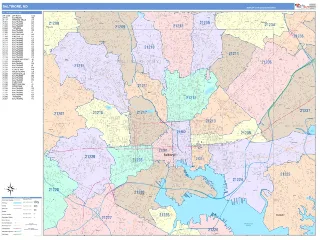 Baltimore, MD ColorCast style ZIP Code wall map