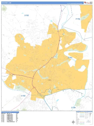 Frederick, MD Business Reference style ZIP Code wall map