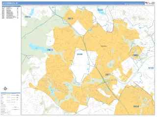 Gaithersburg, MD Business Reference style ZIP Code wall map