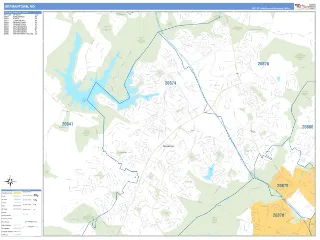 Germantown, MD Business Reference style ZIP Code wall map