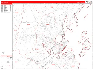 Portland, ME RedLine style ZIP Code wall map