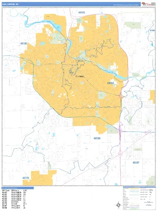 Ann Arbor, MI Business Reference style ZIP Code wall map