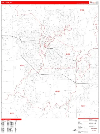 Ann Arbor, MI RedLine style ZIP Code wall map