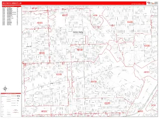 Dearborn Heights, MI RedLine style ZIP Code wall map