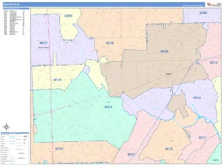 Dearborn, MI ColorCast style ZIP Code wall map