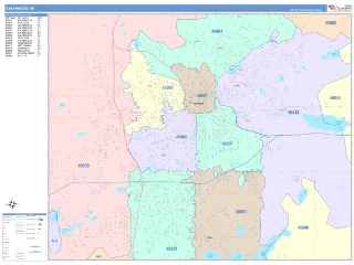 Kalamazoo, MI ColorCast style ZIP Code wall map
