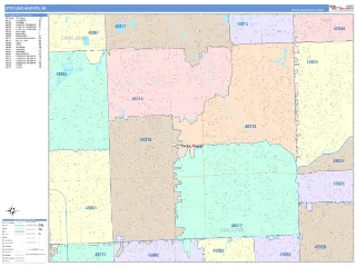 Sterling Heights, MI ColorCast style ZIP Code wall map