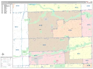 Westland, MI Classic style ZIP Code wall map
