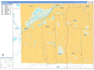 Wyoming, MI Business Reference style ZIP Code wall map