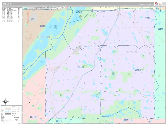 Eagan, MN ZIP Code Wall Map, Classic style