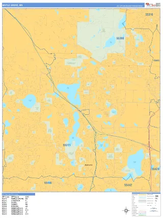 Maple Grove, MN Business Reference style ZIP Code wall map