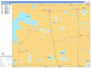 Minnetonka, MN Business Reference style ZIP Code wall map