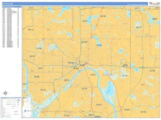 St Paul, MN Business Reference style ZIP Code wall map