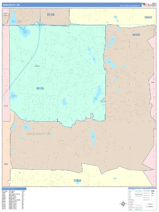 Woodbury, MN ColorCast style ZIP Code wall map