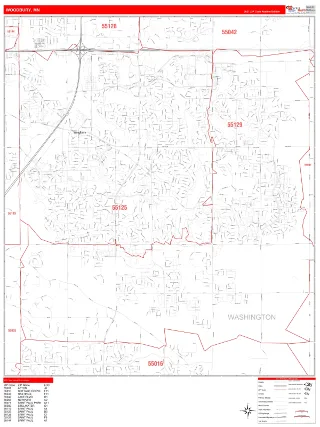 Woodbury, MN RedLine style ZIP Code wall map