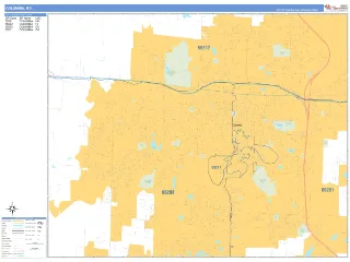 Columbia, MO Business Reference style ZIP Code wall map