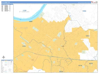 Florissant, MO Business Reference style ZIP Code wall map
