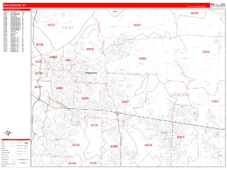 Independence, MO RedLine style ZIP Code wall map